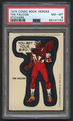 1975 Topps Marvel Falcon Rookie Comic Book Heroes Sticker PSA 8 - Image 1 of 2