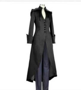 Women Punk Rave Steampunk Military Coat Jacket Long Gothic Uniform Cool Clothes - Picture 1 of 23