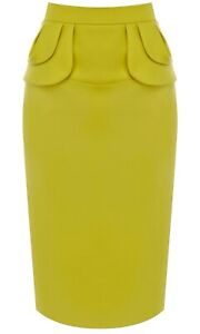 Karen Millen Żółta Peplum Spódnica UK 16 