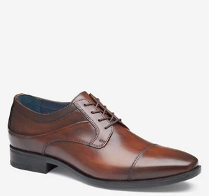 Johnston & Murphy Gibbons 15-8665 Men 9 Brown Leather Cap Toe Dress Shoes KHD216 - Picture 1 of 10