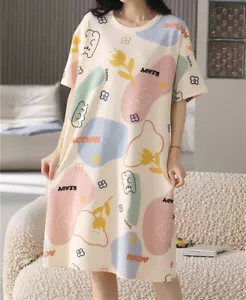 Cotton Pajamas Nightgown Sleepwear SleepShirt Sleep Dress Night Dress Nightshirt - Picture 1 of 8