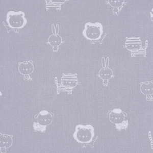 Baumwollstoff Popeline SWEET ANIMALS Löwe Tiger Hase grau weiß 1,50m Breite - Bild 1 von 7