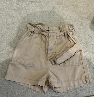 New Look Denim shorts nude beige with belt UK size 8/36/S - Image 1 of 2