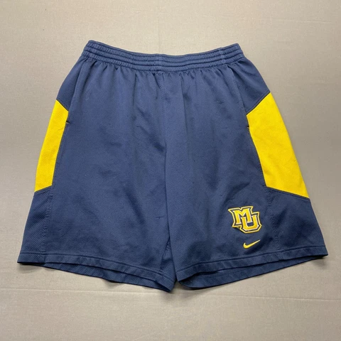 Vintage Marquette Golden Eagles Shorts Mens Medium Blue Yellow Basketball Nike Cover