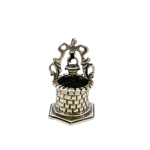 Vintage Sterling Signed 925 Detailed 3D Figure Water Well with Bucket Miniature - Picture 1 of 8