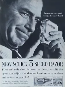 1959 Vintage Schick Rasiermesser Druck Anzeige. Neuer Schick Dreigang Rasierer - Bild 1 von 1