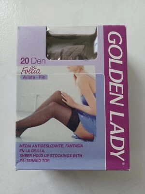 GOLDEN LADY BAS VOILE AUTO-FIXANT FOLLIA 20 DEN TAILLE UNIQUE COULEUR SILVER