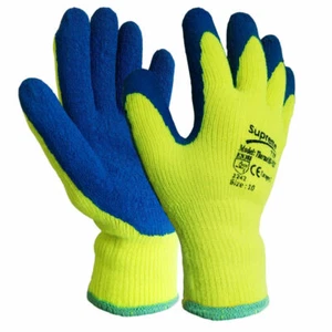 New Hi Vis / Viz Builders Winter Thermal Latex Work Gloves Gardening Safety Grip - Picture 1 of 11