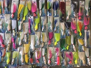 BEST VALUE 24 BIG Saltwater Bucktail Jig Lot Grouper Squid Fluke Bullet 2oz-10oz - Picture 1 of 8