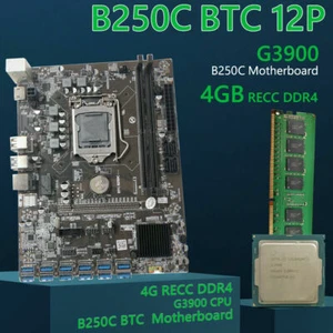 B250C BTC 12x USB3.0 to PCI-E 16X Pro Mining Motherboard 4G Memory CPU DDR4 Kit - Imagen 1 de 12