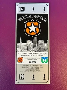 1986 NHL Hockey All Star Game in Hartford Rare FULL Ticket - Wayne Gretzky 1G - Picture 1 of 2