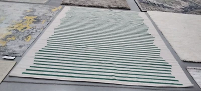 Alfombra de hilos sueltos marfil/verde oscuro 9' x 12', precio reducido 1172729238 MTK313X-9 Foto 1 de 4