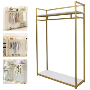 Gold Clothes Rack Metal Freestanding Garment Rack Clothes Display Storage Stand - Picture 1 of 14