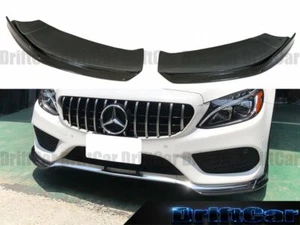 FITS 15-18 W205 C43 C250 Sport AMG Bumper FRP Carbon Fiber Front Splitter 2 Lips - Picture 1 of 4
