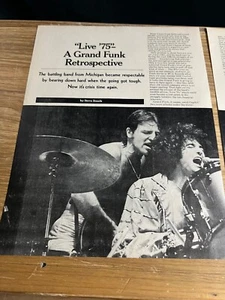 1975 Vintage 3PG Print ARTIKEL/FOTOS ON ROCK BAND GRAND FUNK RAILROAD "LIVE 75" - Bild 1 von 4