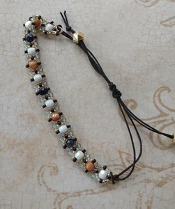 Minimalist Faceted Hand-Beaded Bracelet, Adjustable  - Picture 1 of 2