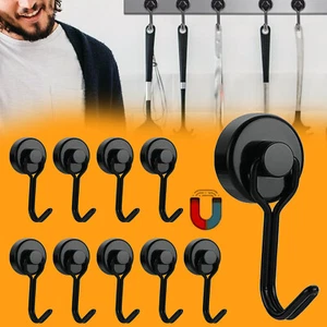 10x Magnethaken, Extra Stark Magnet Haken Drehbar Küche Haken, Magnete mit Haken - Bild 1 von 12
