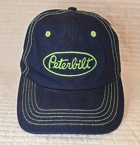Peterbilt Truck Blue Hat w/ Green Logo, Adjustable Strap Trucker's Cap - Picture 1 of 6