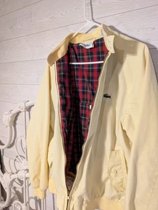 Chaqueta De Colección Izod Lacoste Amarillo Tartán Forrada A Cuadros Para Hombres M Preppy Cremallera Completa - Imagen 1 de 13