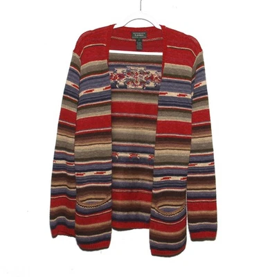 Cárdigan Suéter Vintage Lauren Ralph Lauren Tejido a Mano Lino Algodón Talla Grande Foto 1 de 4