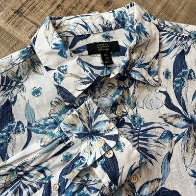 CLUB ROOM LINEN Luxury Shirt Men's Size XXL- 2XL Hawaiian White Blue Tan Resort - Image 1 of 4