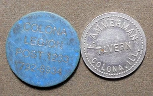 D026 2-Colona IL: F. Ammerman Tavern – 5c + Colona Legion Post 1233 – (Emblema). - Imagen 1 de 2