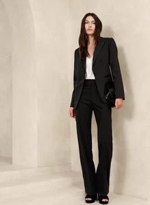 NWT Banana Republic Jackson Fit Tuxedo Lined Pants women's Black $108 Sz 8 - Picture 1 of 13