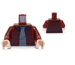 New LEGO Minifigure Torso Plaid Flannel Shirt Dark Red Sand Blue Harry Potter - Picture 1 of 7