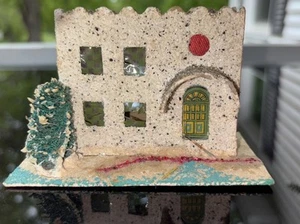 Christmas Putz House White Italianate Mica Glitter Scrub Bush Japan - Picture 1 of 12