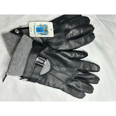 Luvas de couro sintético meia lua PORTOLANO preto/aço inverno frio - Imagem 1 de 4