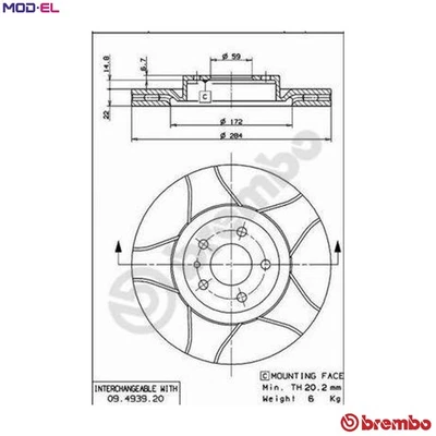 2x BRAKE DISC 09.4939.76 FOR ALFA ROMEO FIAT QUBO DOBLO/Platform/Chassis/MPV - Image 1 of 4