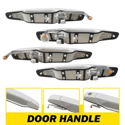 4x White Left Right Exterior Door Handles For 2008-2013 Chevrolet Tahoe Hybrid - Image 1 of 4