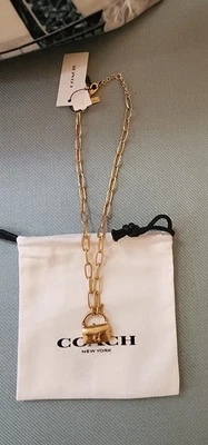  Coach Mini Bolso de Mano Tabby Dije Tono Latón Colgante Clip Cadena Collar Nuevo con Etiquetas  Foto 1 de 4