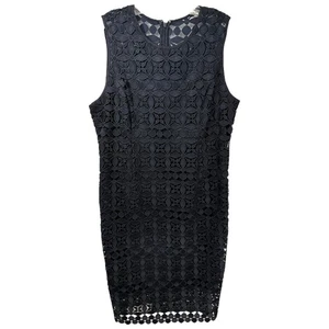 White House Black Market Size 14 Dress Navy Blue Lace Sleeveless Cocktail 1176 - Picture 1 of 8