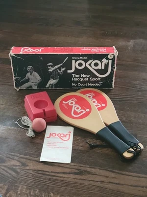 Jokari Vintage Racquet Paddle Ball Sport Game W/ Ball & Anchor Block *COMPLETE* - Image 1 of 4