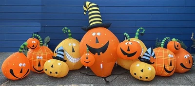 Halloween Gemmy Airblown Inflatable Pumpkin Patch OVER 12' LONG - Image 1 of 4