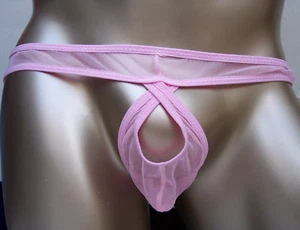 K1534M Sexy Men Mesh C-thru Pouch Bikini w/ Twist Color - Picture 1 of 9