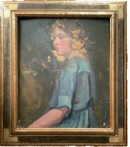 ELISE RIEUF (1897-1990) SIGNED - FRENCH IMPRESSIONISM - PORTRAIT YOUNG LADY OIL - Picture 1 of 11