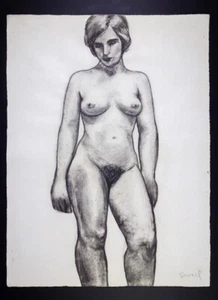 Rare Vintage Charcoals Drawings by Edward Sewall ''Nude Study'' Signed 1930's - Picture 1 of 6