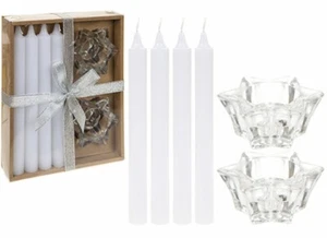 Pack of 4 Candle With 2 Candle Holders Christmas Party Candle Light Dinner Table - Picture 1 of 5