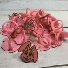 NOS  Easter Cake Cupcake Toppers Cute Bunny Faces  Rings Two Dozen 24 Pink Vtg