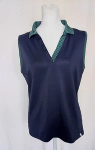Lady Hagen Polo Women Medium Navy Blue Sleeveless Collared Golf Shirt - Picture 1 of 8