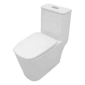 One-Piece Toilet 1.1/1.6 GPF Dual Flush Square Toilet in White with Soft Close S - Picture 1 of 8