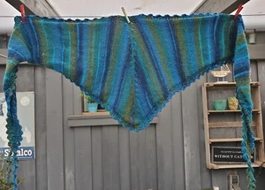 Farbstarkes Dreieckstuch***petrol-blau**m.Schurwolle**270x60**Unikat**Handmade - Bild 1 von 4