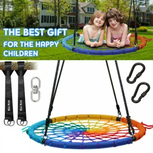 750lbs Spider Web Saucer Swing 40 inch for Tree Kids with Frame 2 Hanging Ropes - Picture 1 of 12