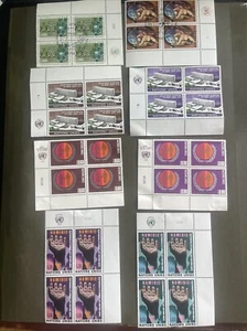 U.N. 1973-1975 Geneva 8 Blocks Of 4 Stamps Each, MLH, See Photos - Picture 1 of 18