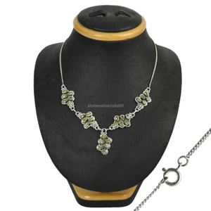 Heart Chakra Peridot Gemstone 925 Solid Silver Cluster Sister Necklace Jewelry - Picture 1 of 7