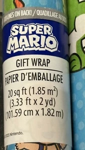 Geschenkpapier Súper Mario Brüder Weihnachten NEU 20 Quadratfuß - Bild 1 von 3