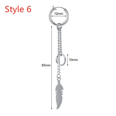 1 Par de Pendientes Falsos Colgante Acero Inoxidable Gótico Punk Rock Clip en Pendientes Foto 1 de 4