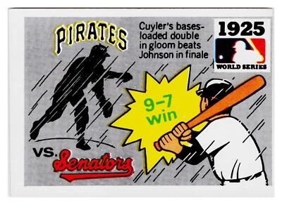 1925 WS Pirates vs. Senators-Cuyler/Walter Johnson-1971 Fleer Black Back #23 - Image 1 of 2